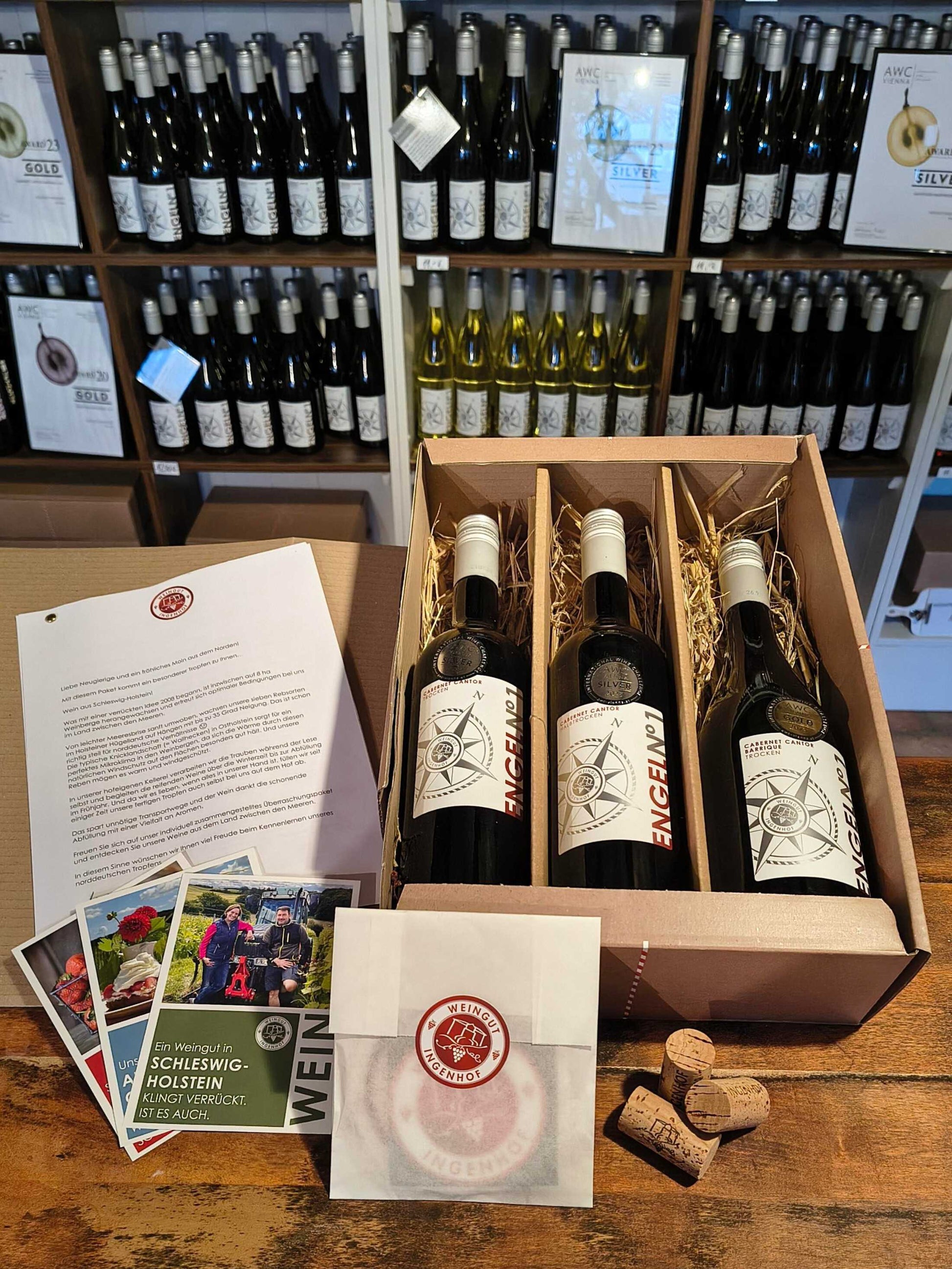 Vegane Piwi- Weinprobe für Zuhause mit Rotweinen vom Weingut Ingenhof in Schleswig- Holstein. Ein genußvolles Geschenk für Weinliebhaber in unserem Onlineshop oder der Weinremise.