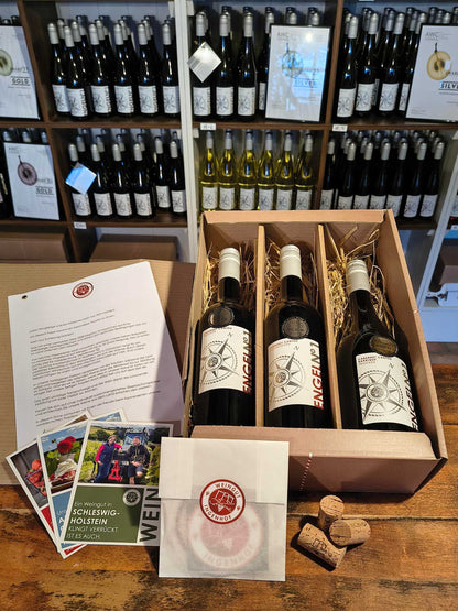 Vegane Piwi- Weinprobe für Zuhause mit Rotweinen vom Weingut Ingenhof in Schleswig- Holstein. Ein genußvolles Geschenk für Weinliebhaber in unserem Onlineshop oder der Weinremise.